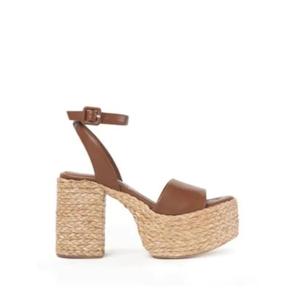PALOMA BARCELO Womens Brown 2 Platfrom Brenda Almond Leather Espadrille Shoes 40
