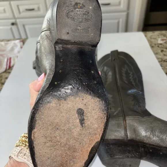 PANHANDLE SLIM GREY LEATHER WESTERN/COWBOY BOOTS Men's Size 10 D 3297