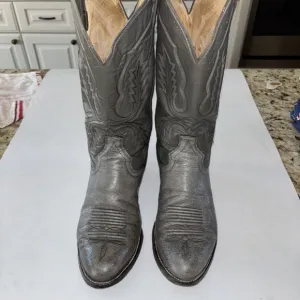 PANHANDLE SLIM GREY LEATHER WESTERN/COWBOY BOOTS Men's Size 10 D 3297