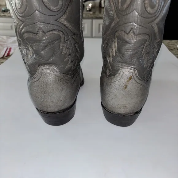 PANHANDLE SLIM GREY LEATHER WESTERN/COWBOY BOOTS Men's Size 10 D 3297