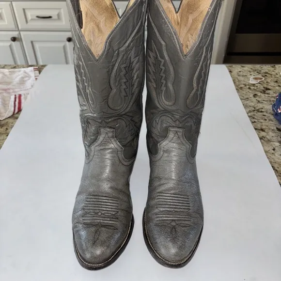 PANHANDLE SLIM GREY LEATHER WESTERN/COWBOY BOOTS Men's Size 10 D 3297