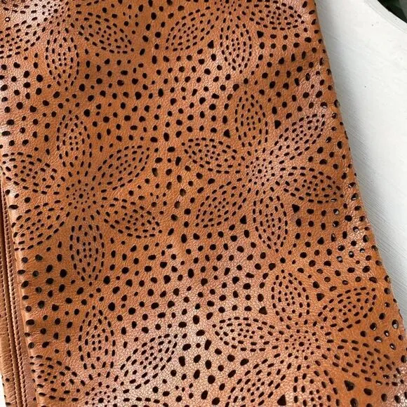 PAOLA FRANI Perforated Tall Leather Boots Made in Italy Size 6 EUC