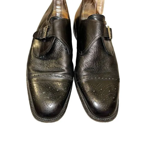 Paolo de Marco Dress Shoes Mens 11 B Black Strap Tip Handmade