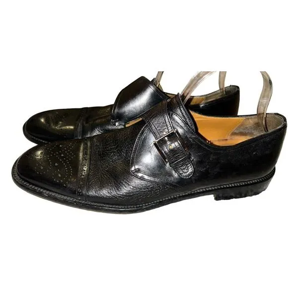 Paolo de Marco Dress Shoes Mens 11 B Black Strap Tip Handmade