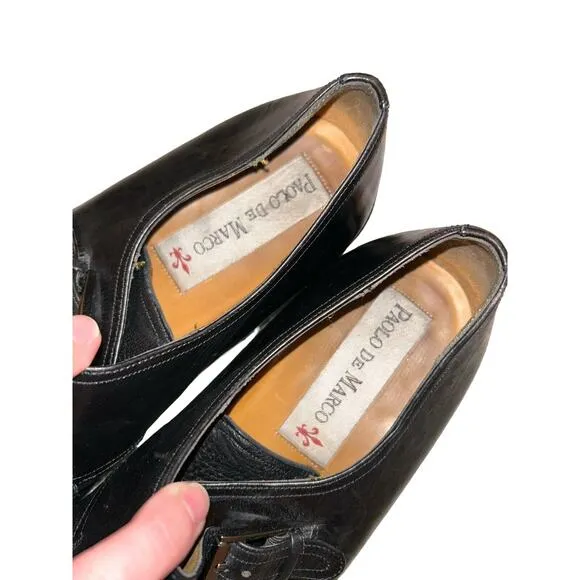 Paolo de Marco Dress Shoes Mens 11 B Black Strap Tip Handmade