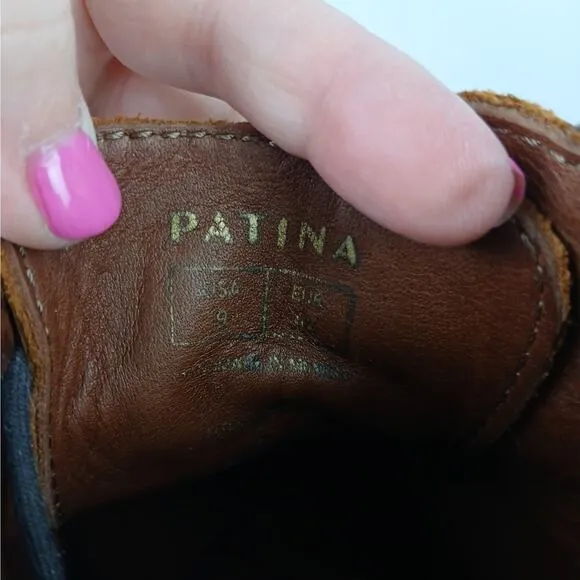 Patina Portland Leather Men's SZ 9 Almost Perfect Breaker Boots Brown Leather
