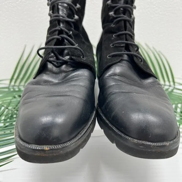 Paul Green Munchen Vintage Black Suede &amp; Leather Lace Up Ankle Boots Size 7.5