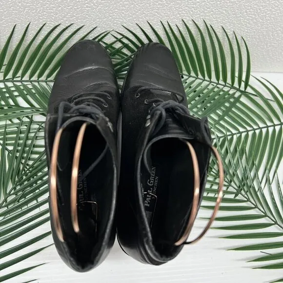 Paul Green Munchen Vintage Black Suede &amp; Leather Lace Up Ankle Boots Size 7.5
