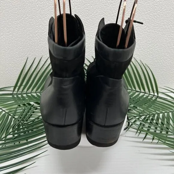 Paul Green Munchen Vintage Black Suede &amp; Leather Lace Up Ankle Boots Size 7.5