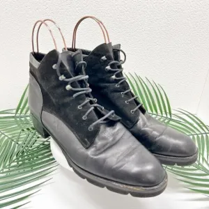Paul Green Munchen Vintage Black Suede &amp; Leather Lace Up Ankle Boots Size 7.5
