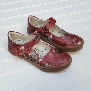 Pediped Flex Barbara Deep Red Floral Mary Jane Shoes