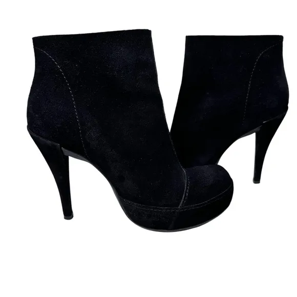 Pedro Garcia Charmy Ankle Boots Black Suede Booties Stiletto Heel SZ 39