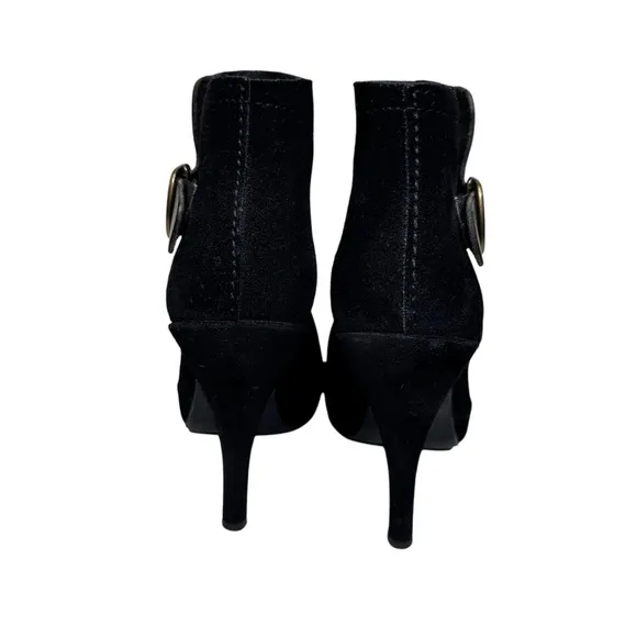 Pedro Garcia Charmy Ankle Boots Black Suede Booties Stiletto Heel SZ 39