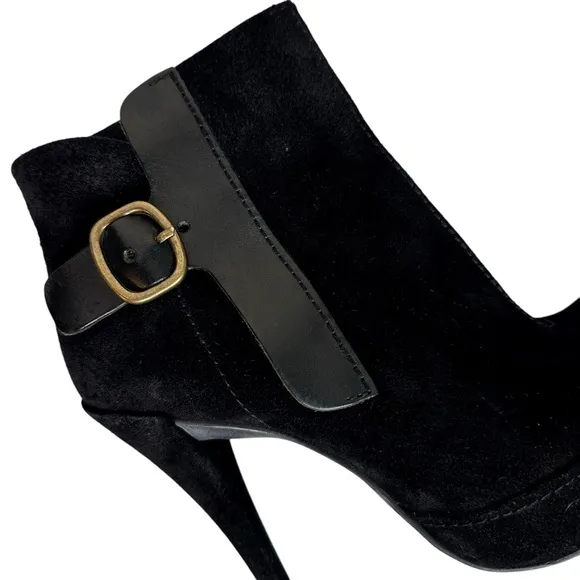 Pedro Garcia Charmy Ankle Boots Black Suede Booties Stiletto Heel SZ 39