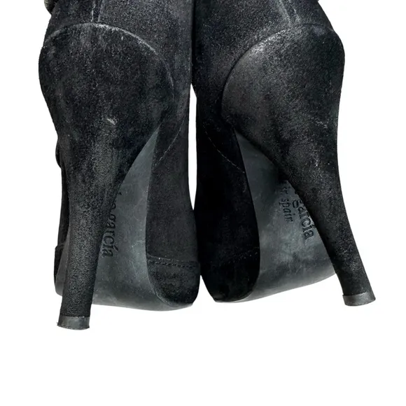 Pedro Garcia Charmy Ankle Boots Black Suede Booties Stiletto Heel SZ 39