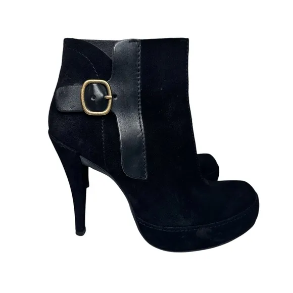 Pedro Garcia Charmy Ankle Boots Black Suede Booties Stiletto Heel SZ 39