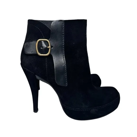 Pedro Garcia Charmy Ankle Boots Black Suede Booties Stiletto Heel SZ 39