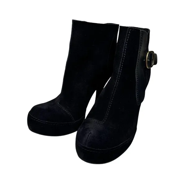 Pedro Garcia Charmy Ankle Boots Black Suede Booties Stiletto Heel SZ 39
