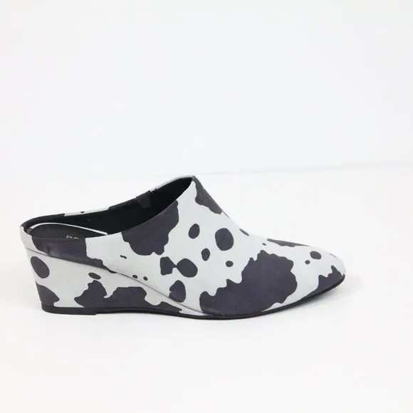 Pelle Moda Mules Women Cow Print Shoes New Wedge Heel 8 Kiko