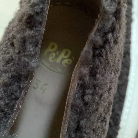 Pepe Italian boys girls shown sherpa leather shoes