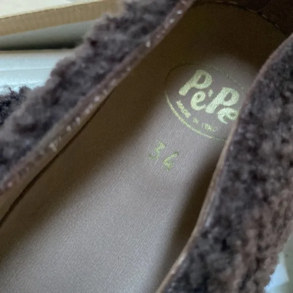 Pepe Italian boys girls shown sherpa leather shoes