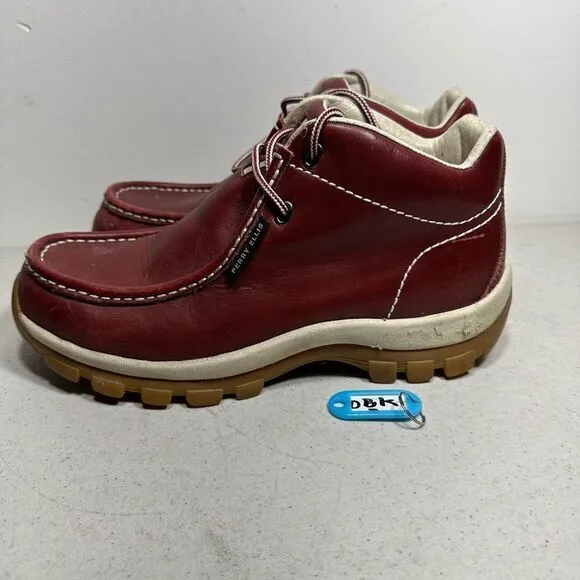 Perry Ellis Men’s  Shoes Red/ Burgundy/ Maroon Shoelaces Genuine Leather Size 9
