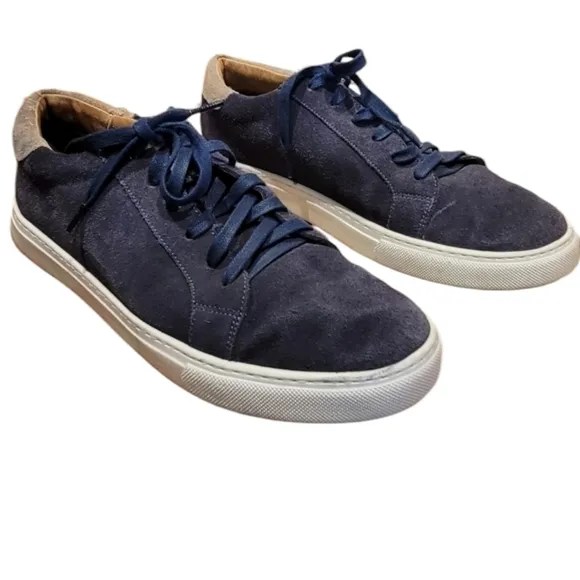 Peter Millar Navy Blue &amp; Tan Crown Suede Low Top Lace Up Sneakers Size 10
