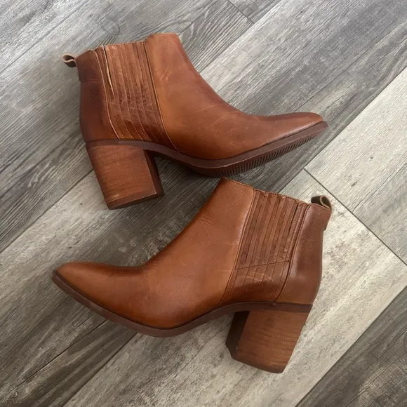 Piedrangular leather boots booties brown cognac 26 1/2