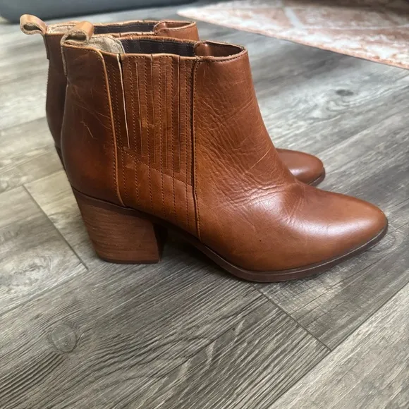 Piedrangular leather boots booties brown cognac 26 1/2