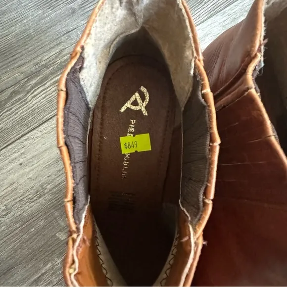Piedrangular leather boots booties brown cognac 26 1/2