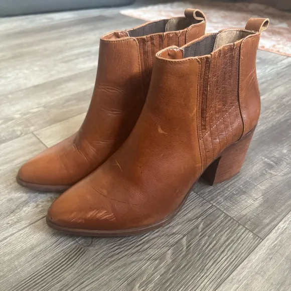 Piedrangular leather boots booties brown cognac 26 1/2