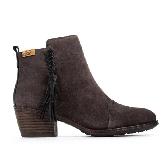 Pikolinos Baqueira grey suede fringe ankle boots size 40