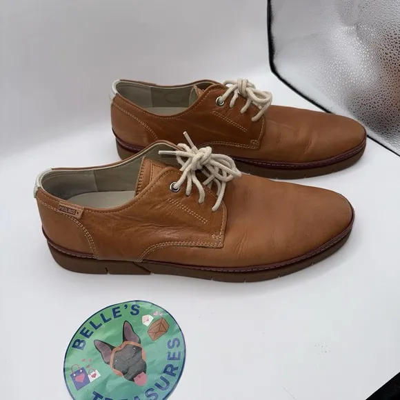 Pikolinos Sz 10 US 44 EU Palamos Casual Lace Up Shoes Tan Leather Dress Spain