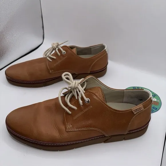 Pikolinos Sz 10 US 44 EU Palamos Casual Lace Up Shoes Tan Leather Dress Spain