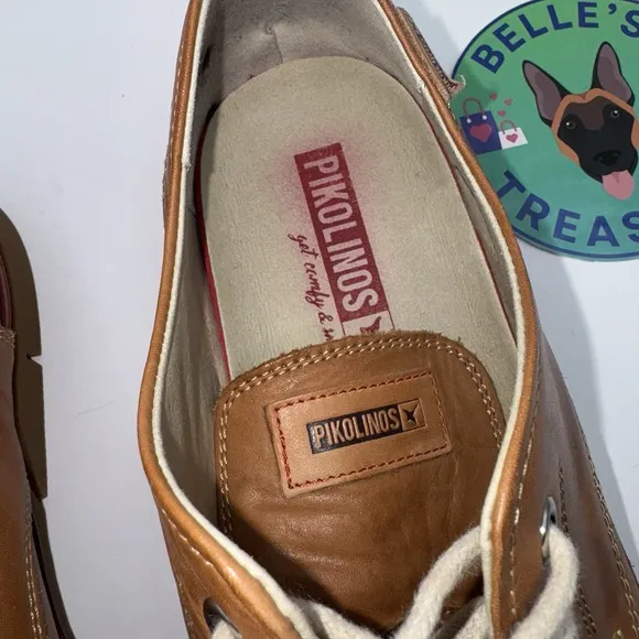 Pikolinos Sz 10 US 44 EU Palamos Casual Lace Up Shoes Tan Leather Dress Spain