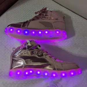 PINK LED Light Up Shoes, Fashion High Top Rechargeable