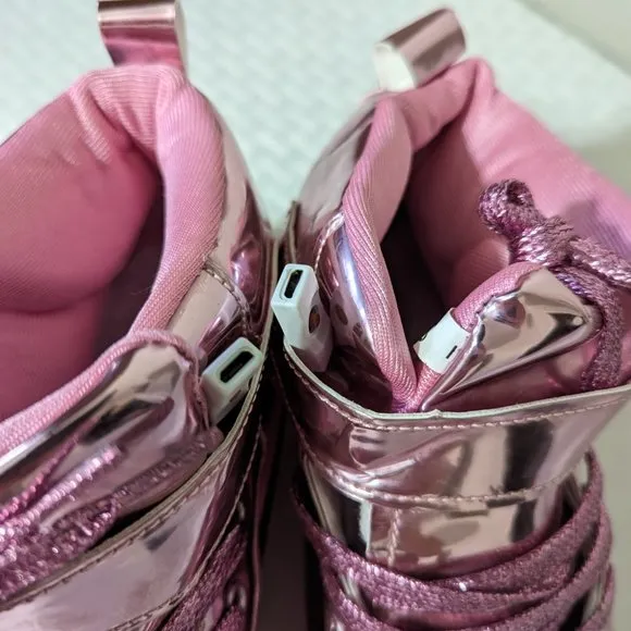 PINK LED Light Up Shoes, Fashion High Top Rechargeable