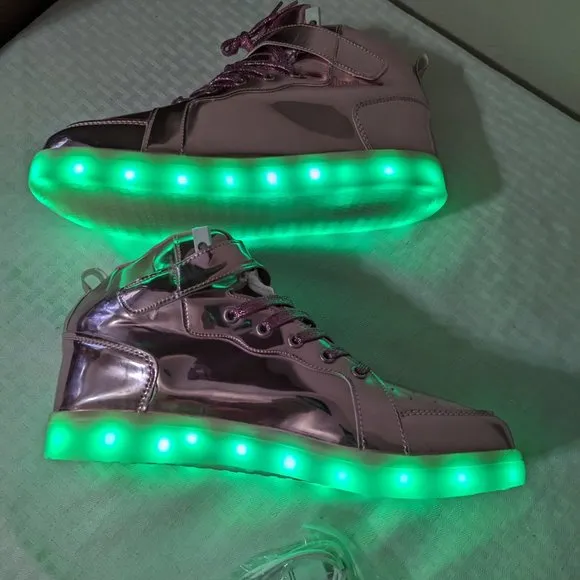 PINK LED Light Up Shoes, Fashion High Top Rechargeable