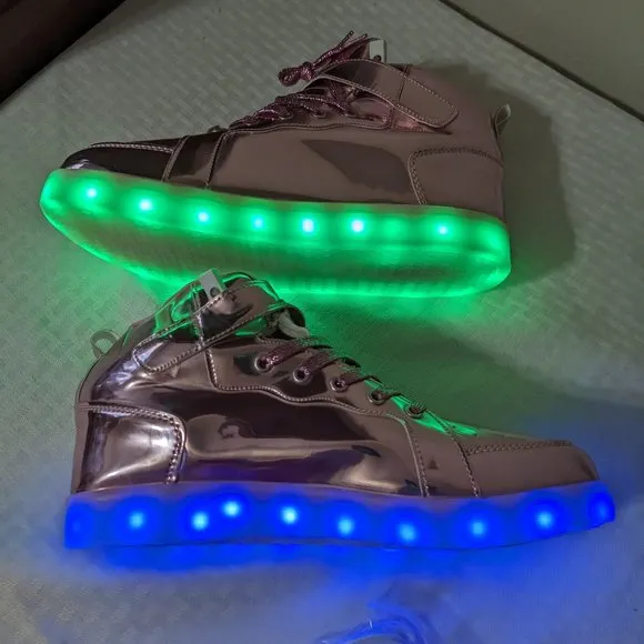 PINK LED Light Up Shoes, Fashion High Top Rechargeable