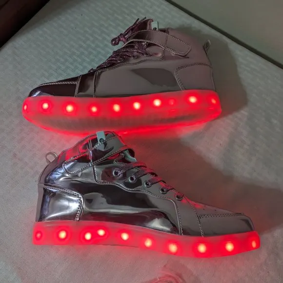 PINK LED Light Up Shoes, Fashion High Top Rechargeable