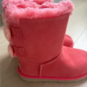 Pink Suede Boots with Furry Trim