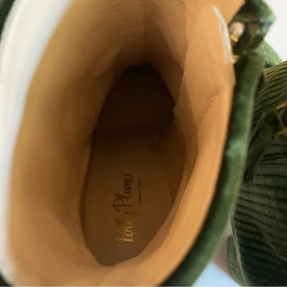 Polly Plume Green Velvet Ribbed High Heel Ankle Boots