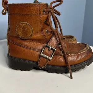 POLO by Ralph Lauren Brown Leather Kids Boots Sz 9