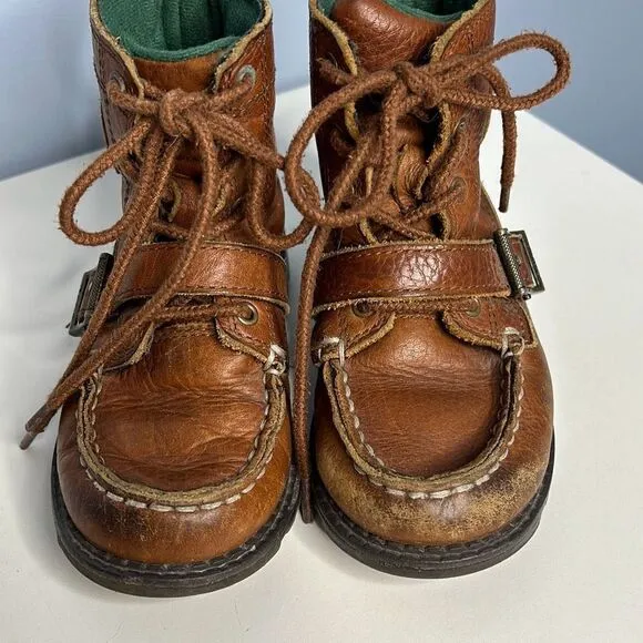 POLO by Ralph Lauren Brown Leather Kids Boots Sz 9