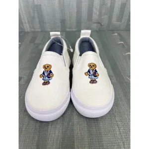 Polo Ralph Lauren Carlee Bear Slip On Shoes White Girls Sz 10.5