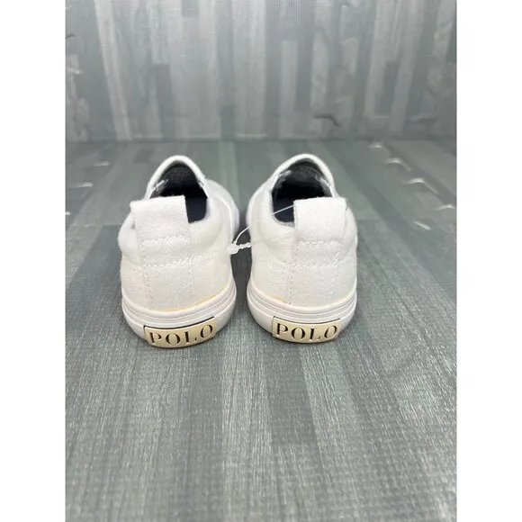 Polo Ralph Lauren Carlee Bear Slip On Shoes White Girls Sz 10.5