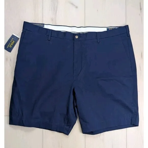 Polo Ralph Lauren Mens 44B Stretch Classic Fit 9&quot; Flat Front Chino Shorts Blue