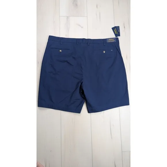 Polo Ralph Lauren Mens 44B Stretch Classic Fit 9&quot; Flat Front Chino Shorts Blue