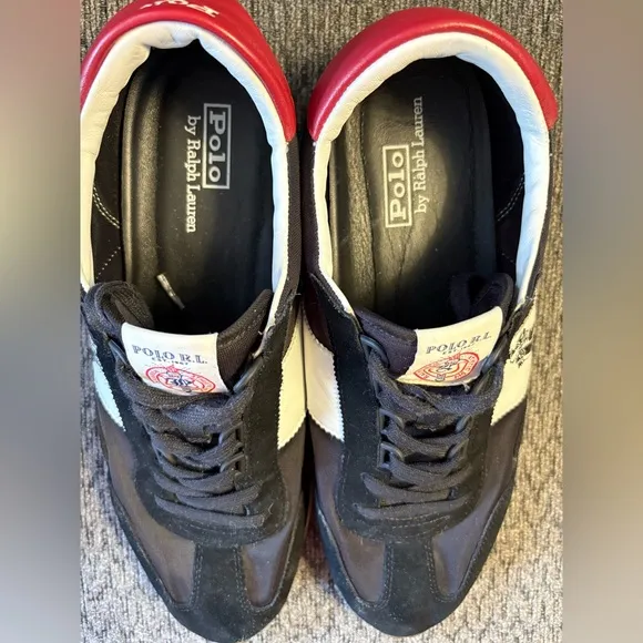 Polo Ralph Lauren Men's Train 90 Black Suede Sneakers Size 13