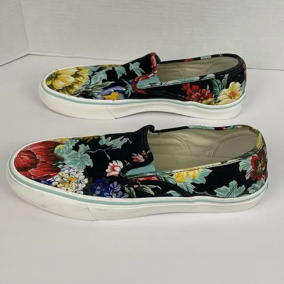 Polo Ralph Lauren Mytton Shoes Men's Sz 13 Floral Canvas Slip On Sneakers Navy
